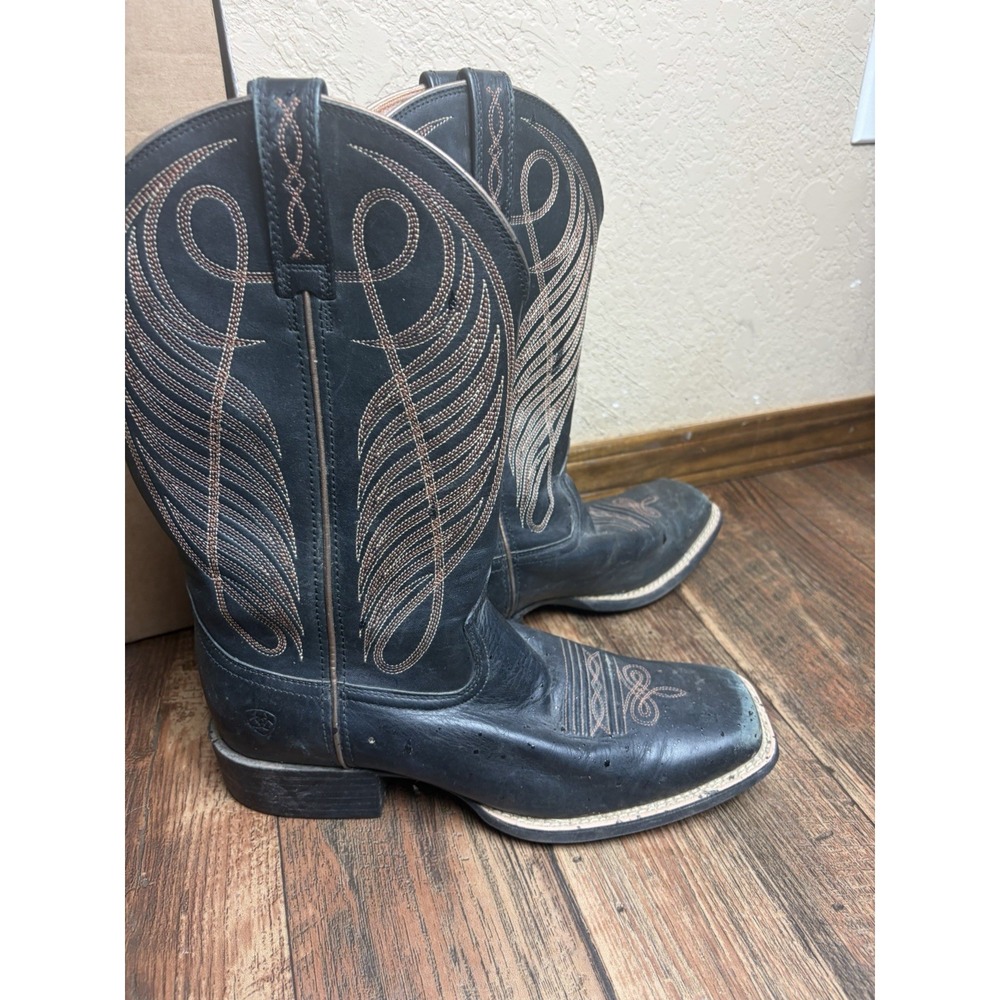 Ariat Western Boot Mens Round Up Boot  Black Leather 10B